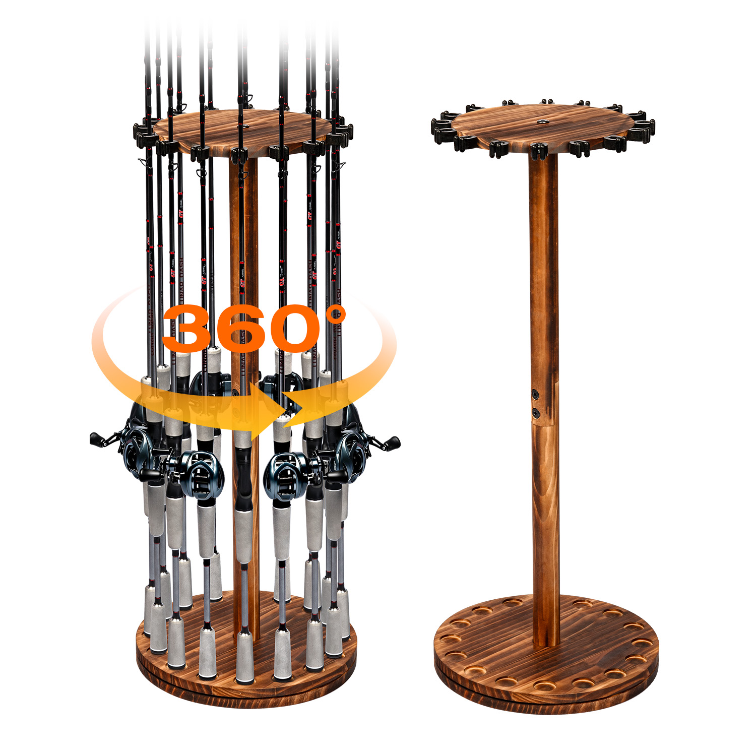 Round Carbonized Wood Fishing  - Fishing Rod Pod recension och pris